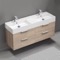 Double Bathroom Vanity, Wall Mounted, 56